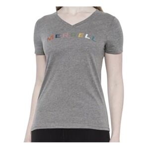 MERRELL Women's Arch‎ Gray Stonewash Short Sleeve V Neck Tee Size XS/TP NWT